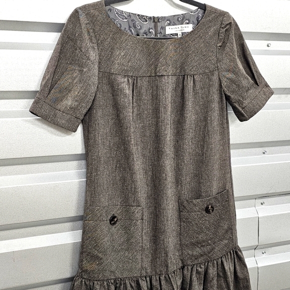 Trina Turk Wool Blend Ruffle Midi Shift Dress - Picture 3 of 10